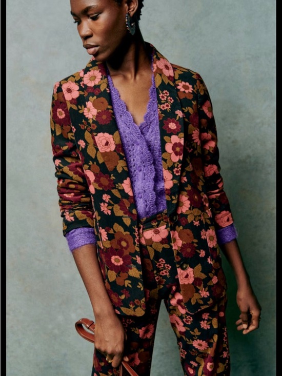 Sezane Jackets & Blazers - Sézane Tina Floral Blazer in Pink and Brown